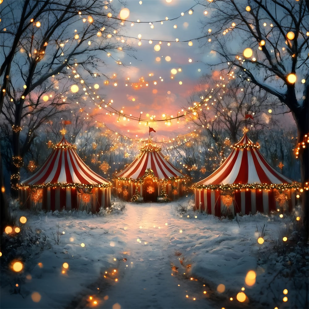 Karneval Zelt Backdrop Verschneite Weihnachtslichter Backdrop GQ5-131