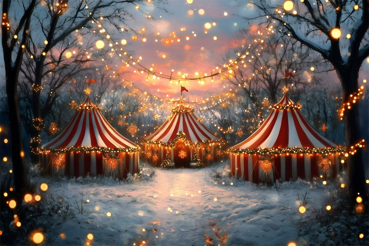 Karneval Zelt Backdrop Verschneite Weihnachtslichter Backdrop GQ5-131
