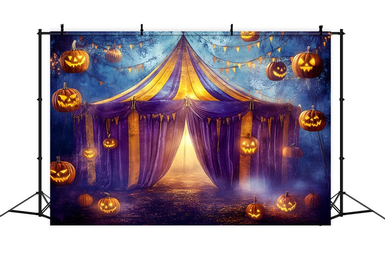 Halloween Zirkus Backdrop Lila Zelt Kürbisse Backdrop GQ5-137