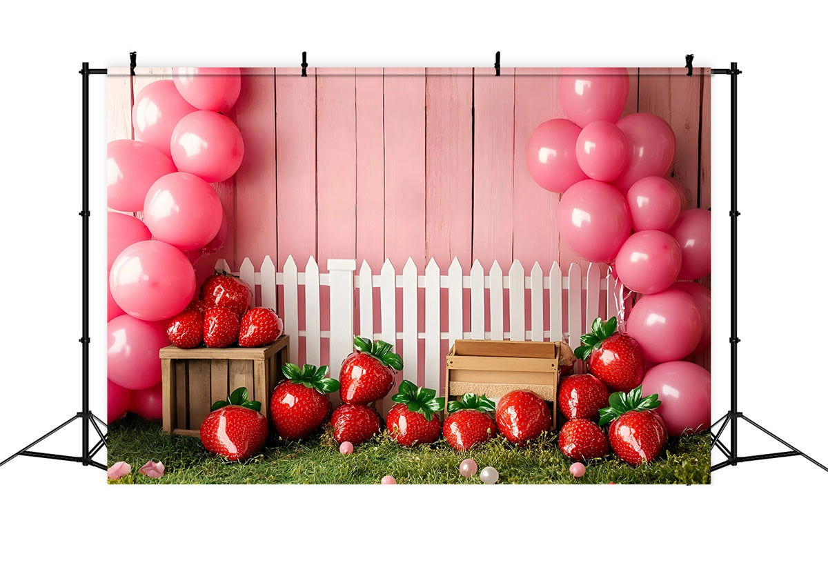 Kinder-Hintergrundbilder Erdbeer-Ballon-Garten-Hintergrundbild GQ5-157