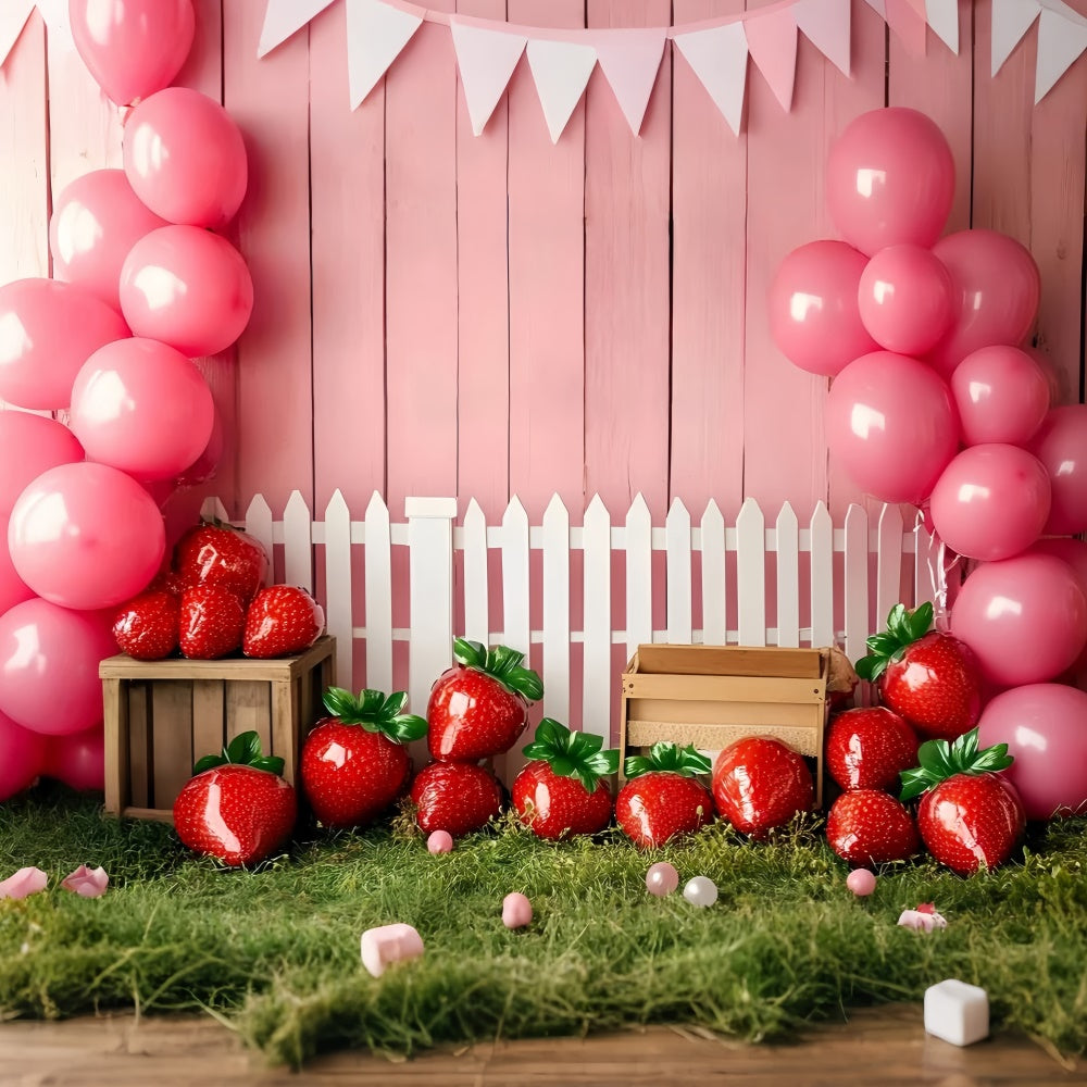 Kinder-Hintergrundbilder Erdbeer-Ballon-Garten-Hintergrundbild GQ5-157