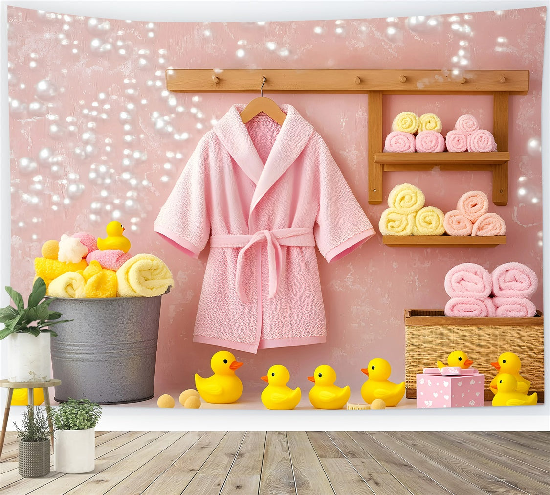 Fotokulissen für Kinder Rosa Robe Duckies Hintergrund GQ5-160