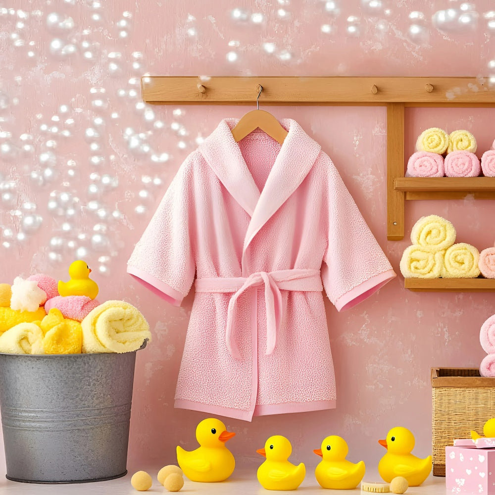 Fotokulissen für Kinder Rosa Robe Duckies Hintergrund GQ5-160