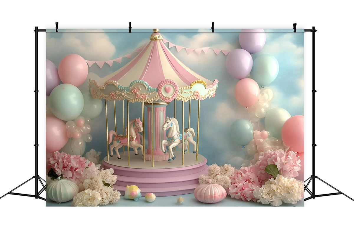 Kinder Backdrops Pastell Karussell Fantasy Backdrop GQ5-174