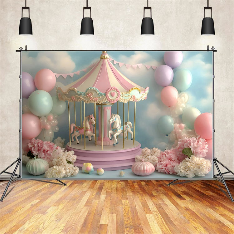 Kinder Backdrops Pastell Karussell Fantasy Backdrop GQ5-174