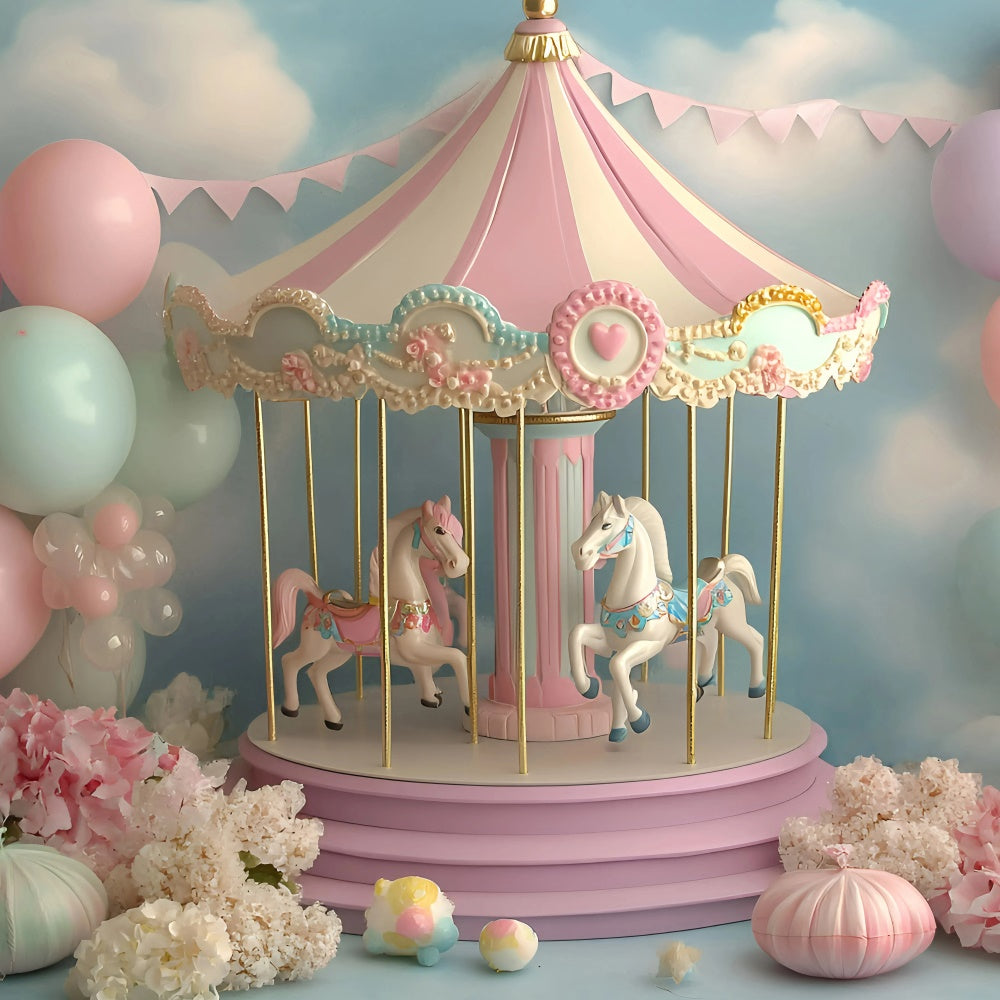 Kinder Backdrops Pastell Karussell Fantasy Backdrop GQ5-174