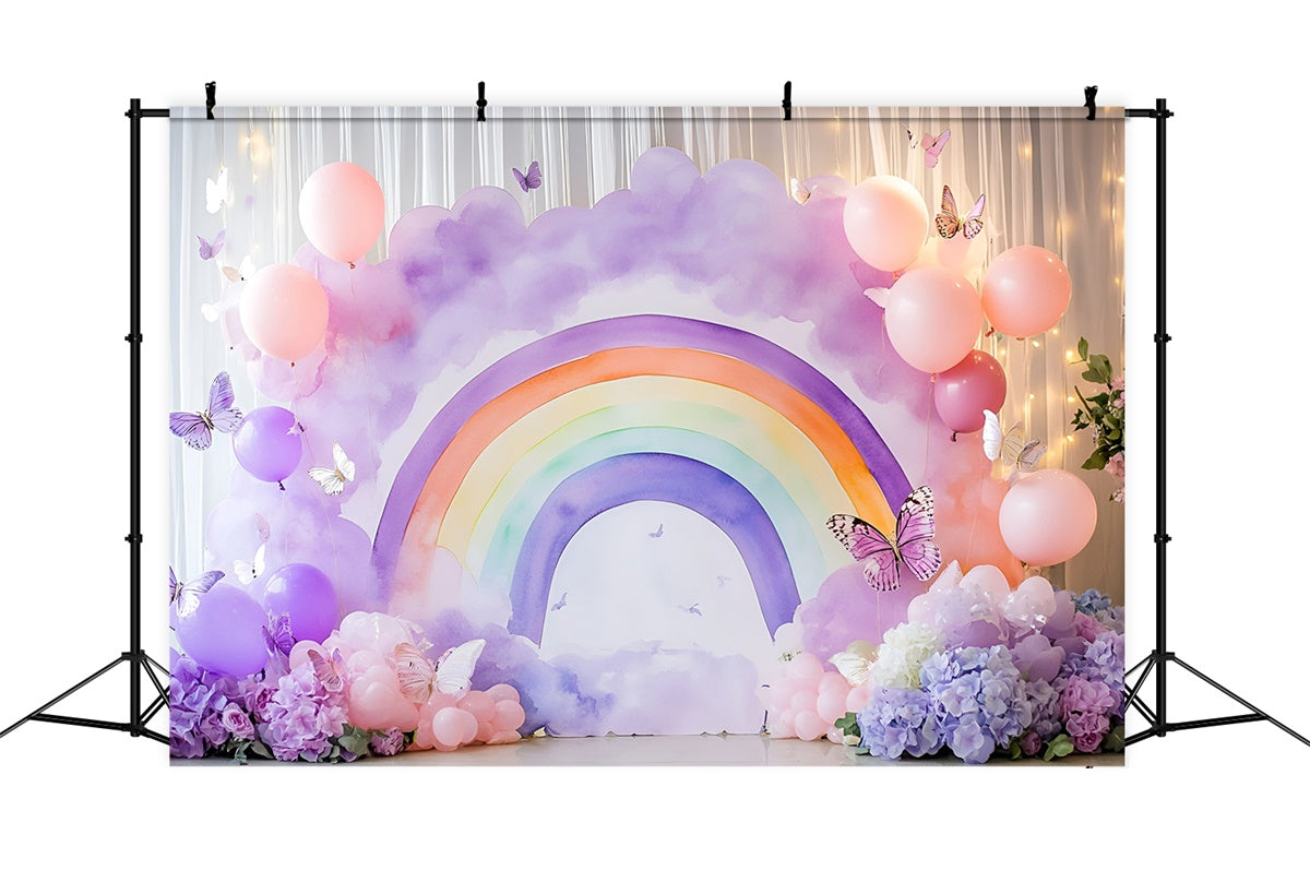 Regenbogen Backdrops Aquarell Regenbogen Schmetterling Kinder Backdrops GQ5-191