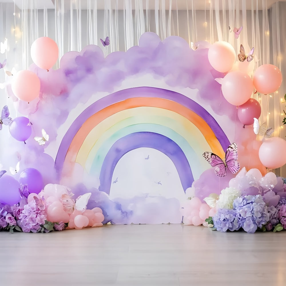 Regenbogen Backdrops Aquarell Regenbogen Schmetterling Kinder Backdrops GQ5-191
