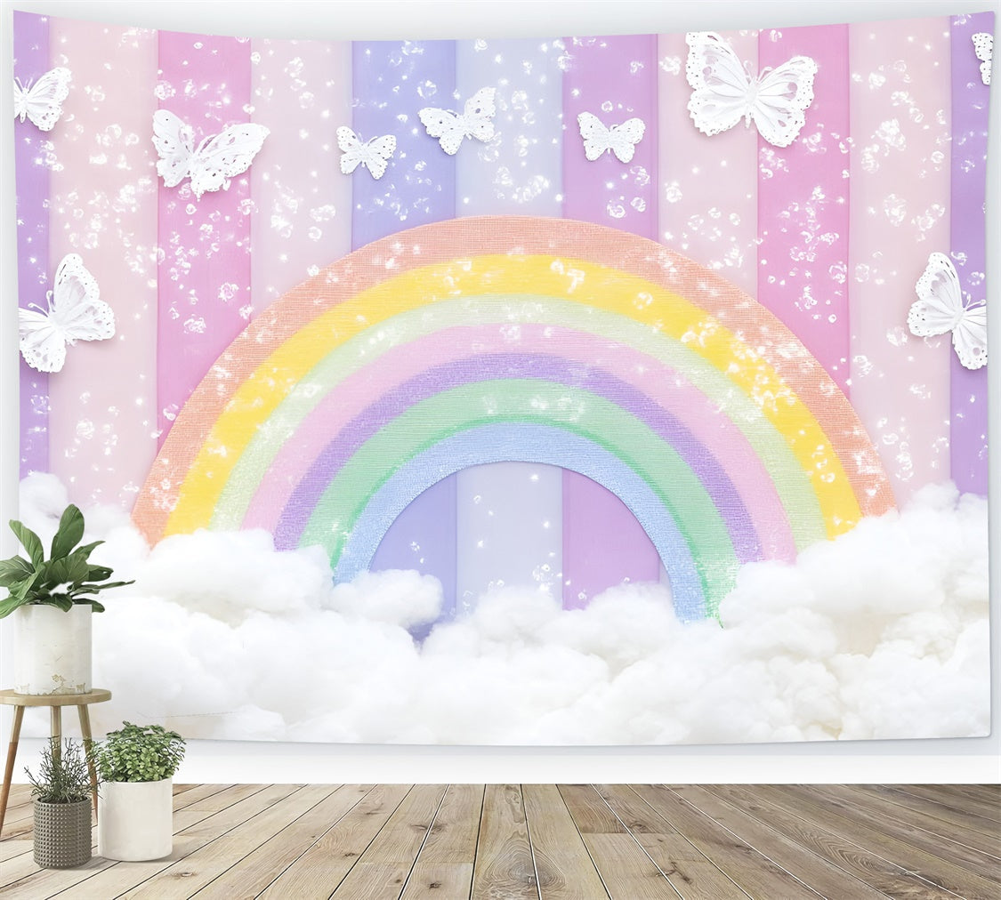 Regenbogen Backdrop Märchenbogen Schmetterling Kinder Backdrop GQ5-194