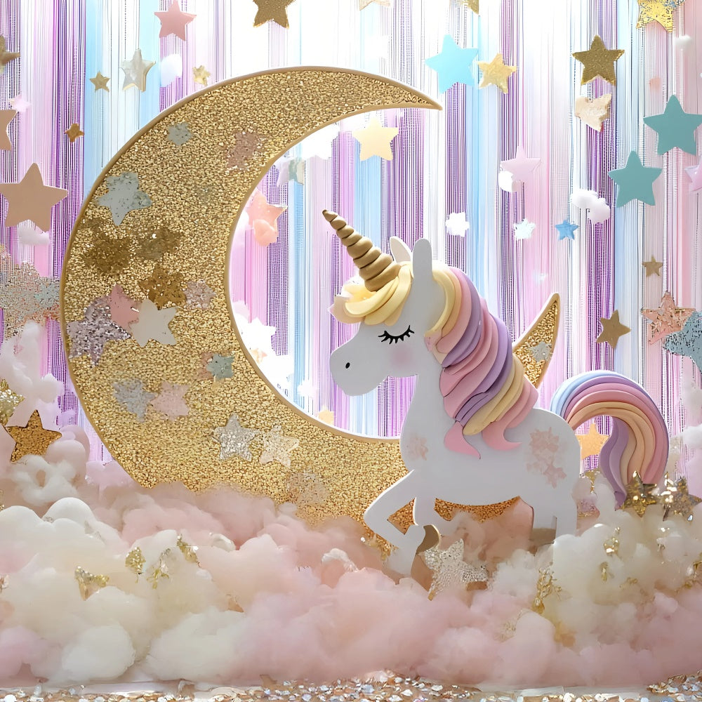 Sterne Backdrop Sterne Einhorn Fantasy Neugeborenen-Fotohintergrund GQ5-195