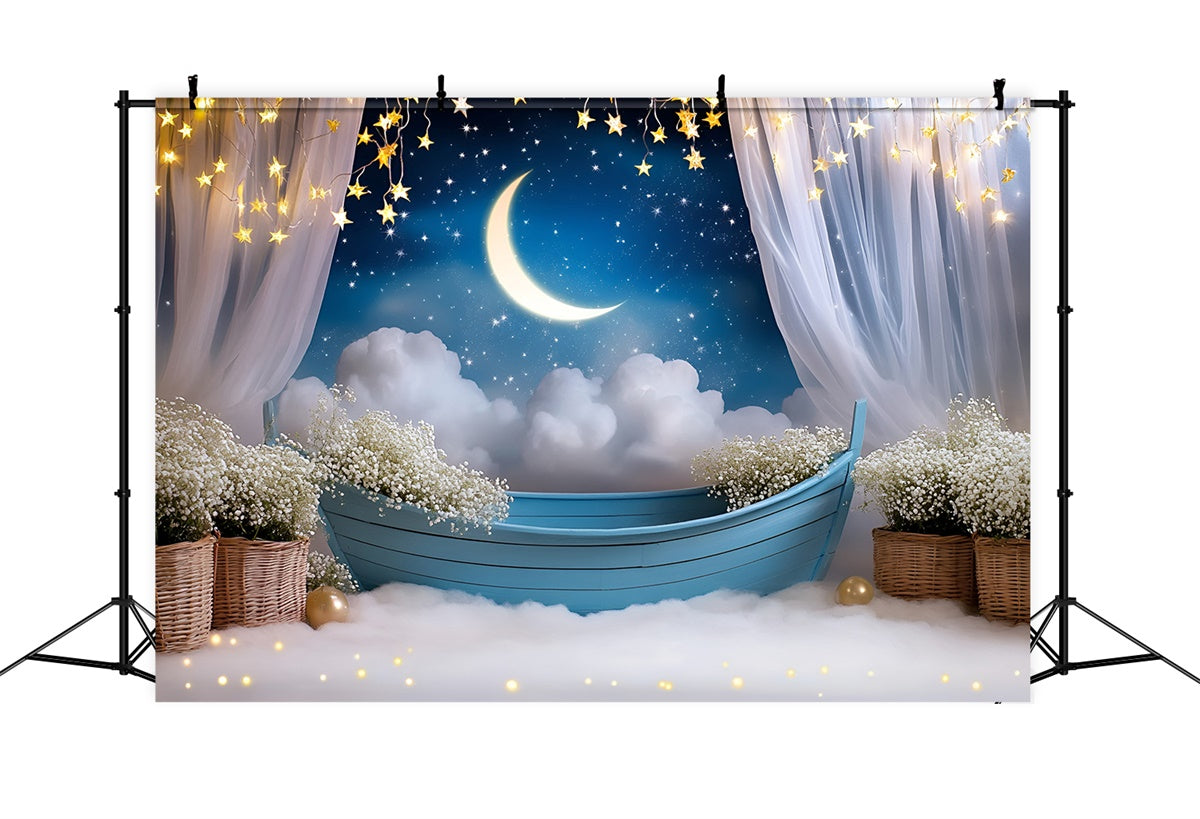 Mond und Sterne Backdrop Blume Sternenhimmel Kinder Backdrop GQ5-196