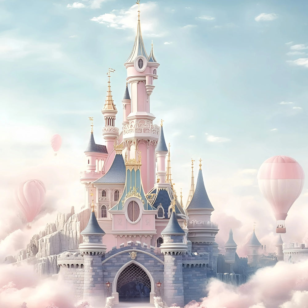 Schloss Fotohintergrund Rosa Palast Fantasie Kinder Hintergrund GQ5-199