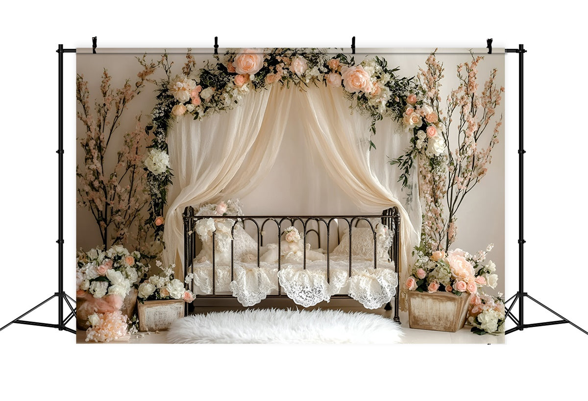 Neugeborenen-Fotohintergrund Vintage Floral Crib Dreams Backdrop GQ5-207