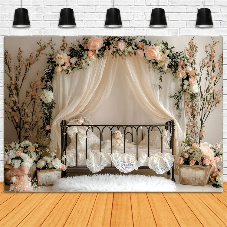 Neugeborenen-Fotohintergrund Vintage Floral Crib Dreams Backdrop GQ5-207