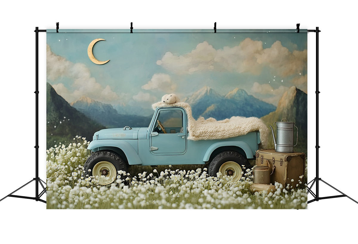 Neugeborenen-Fotoshooting-Hintergrund Blauer Truck Abenteuer-Hintergrund GQ5-208