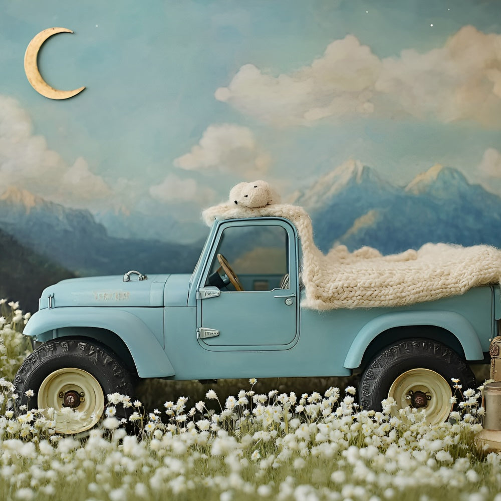 Neugeborenen-Fotoshooting-Hintergrund Blauer Truck Abenteuer-Hintergrund GQ5-208