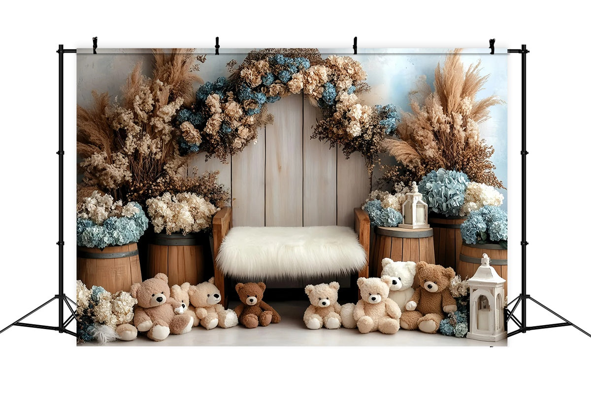 Neugeborenen-Fotografie-Hintergrundkulisse Teddybär Garten-Hintergrundkulisse GQ5-209