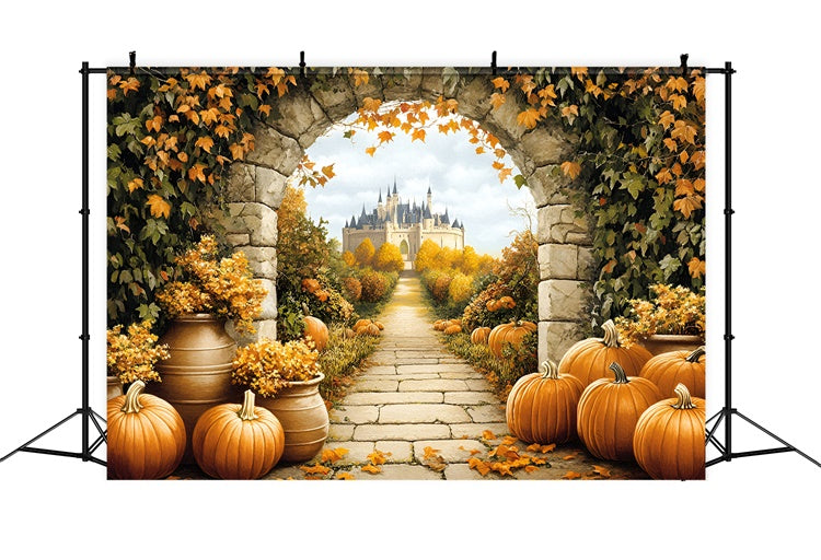Burghintergrund Königlicher Kürbishain Herbst Fotohintergrund GQ57-102