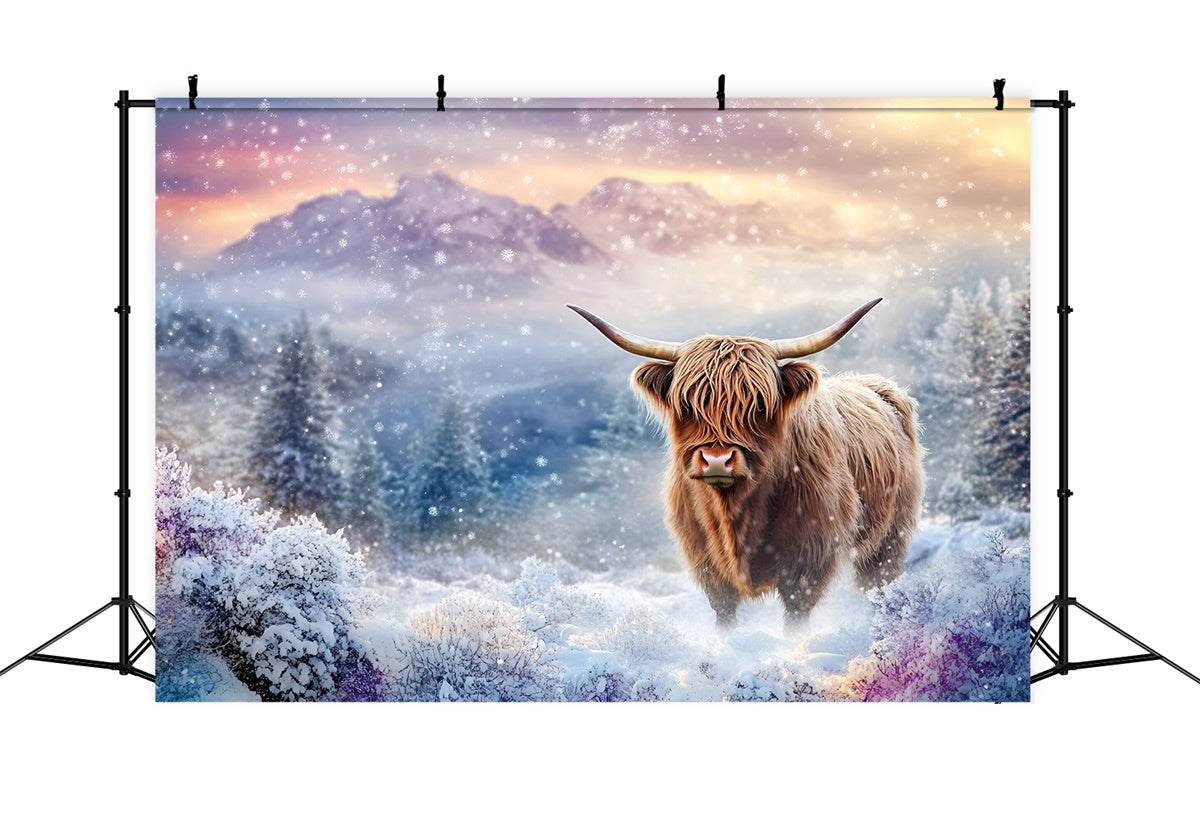 Schneeflocken-Kulisse Gefrorene Wiese Stier-Kulisse GQ57-143