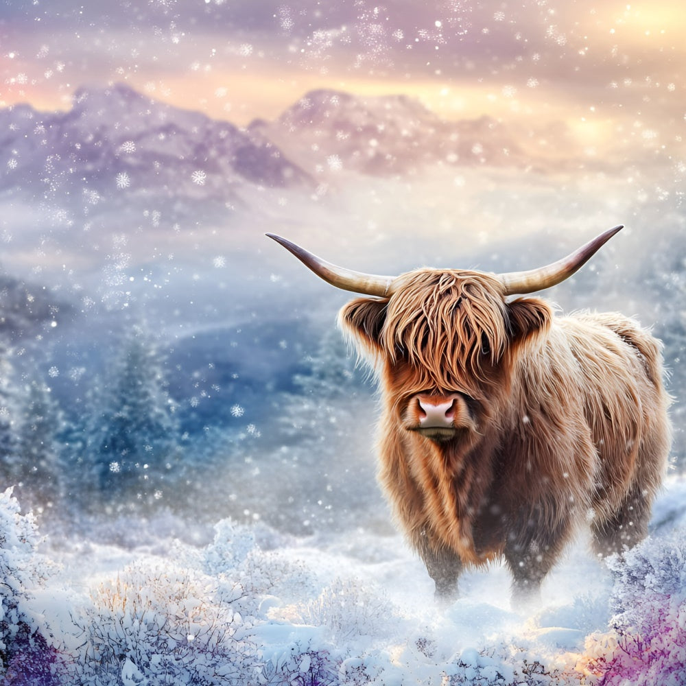 Schneeflocken-Kulisse Gefrorene Wiese Stier-Kulisse GQ57-143