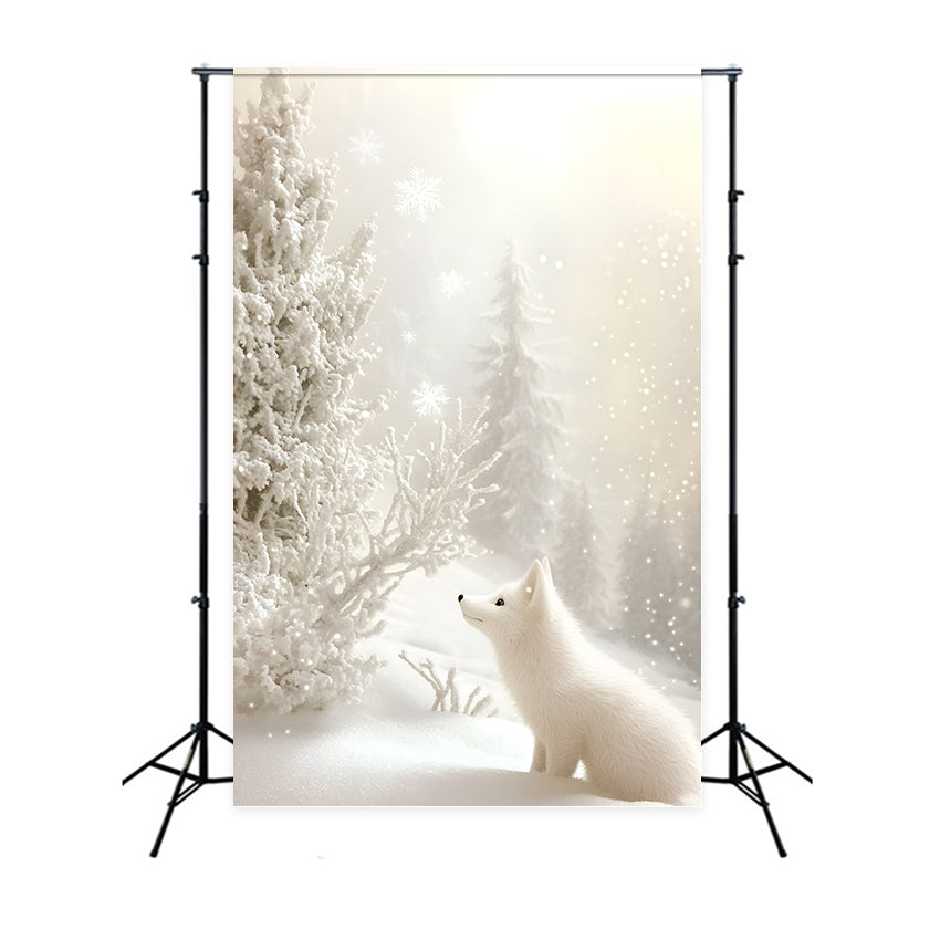 Schneeflocken Backdrop Weißer Fuchs Winterglühen Backdrop GQ57-156