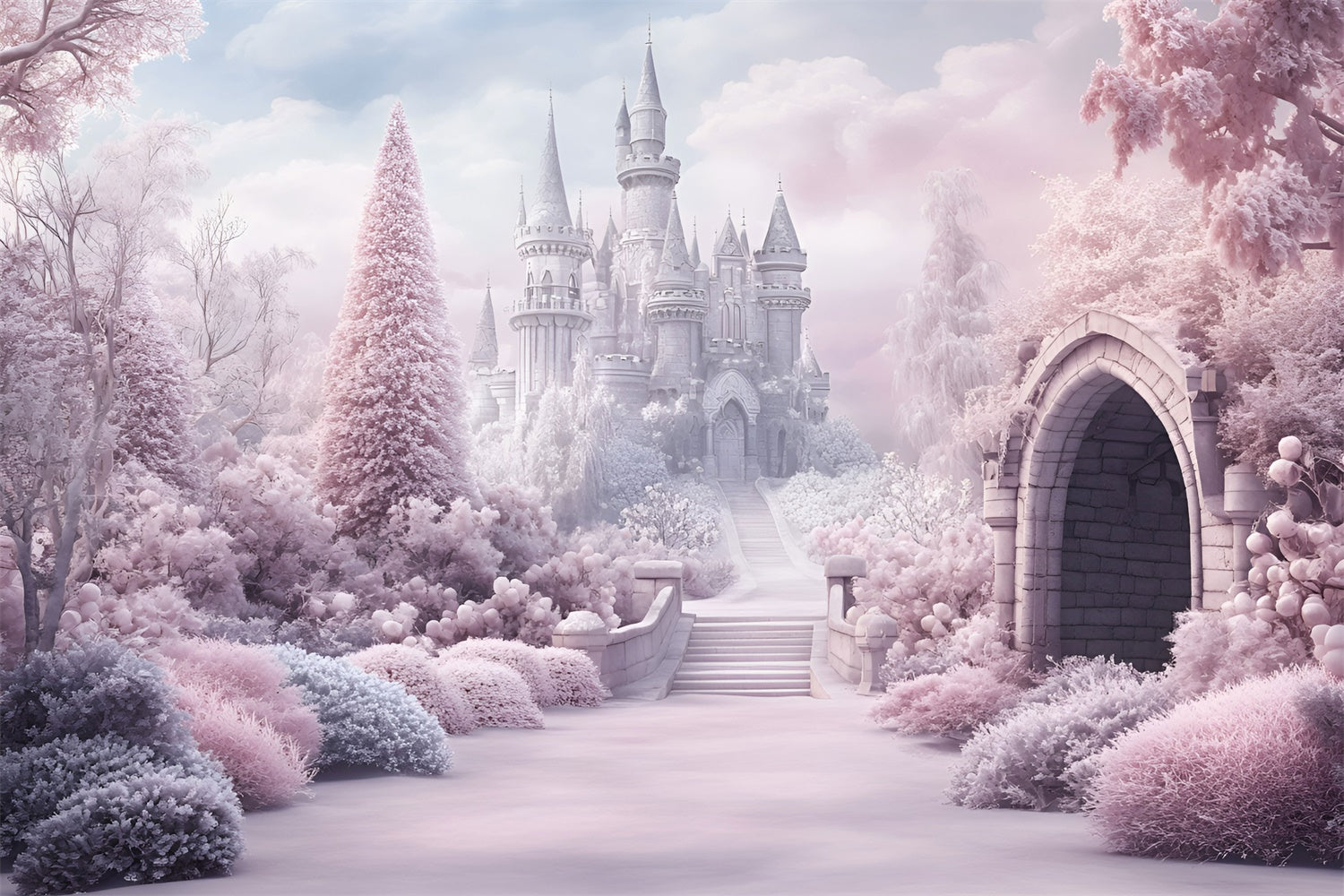 Winter Backdrop Fotografie Blush Winter Castle Backdrop GQ57-157