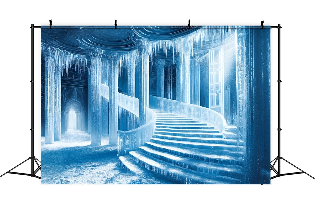 Winter Backdrops Gefrorenes Schloss Treppe Backdrop GQ57-166