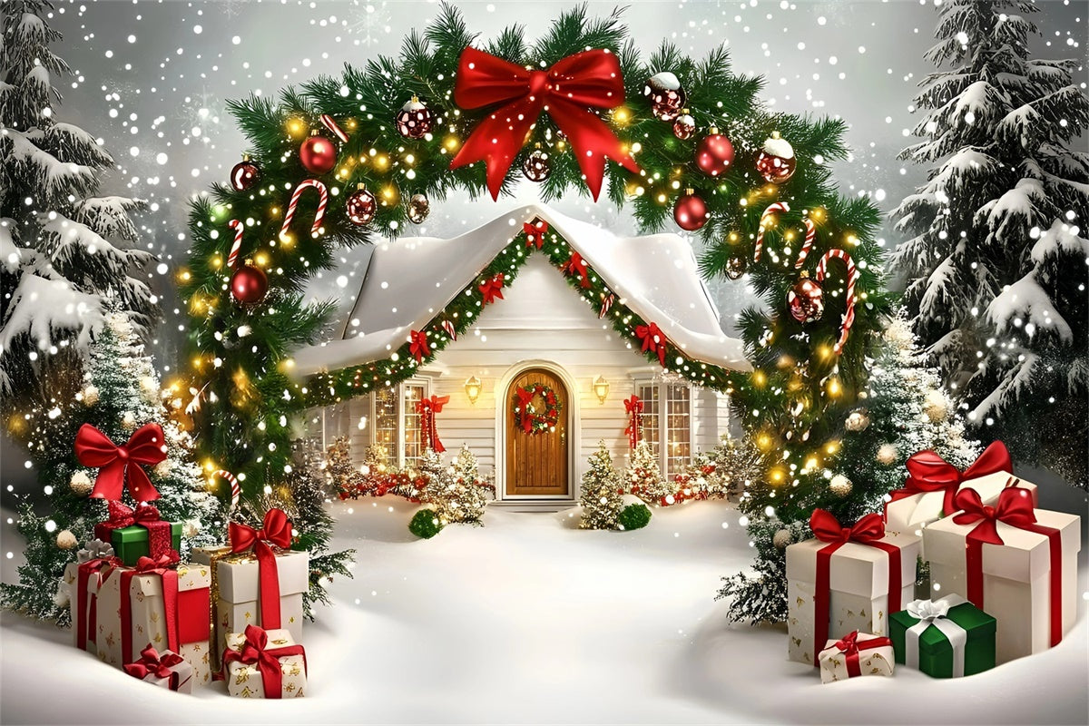 Weihnachten Backdrop Ideen Holiday Cottage Willkommen Hintergrund GQ57-17