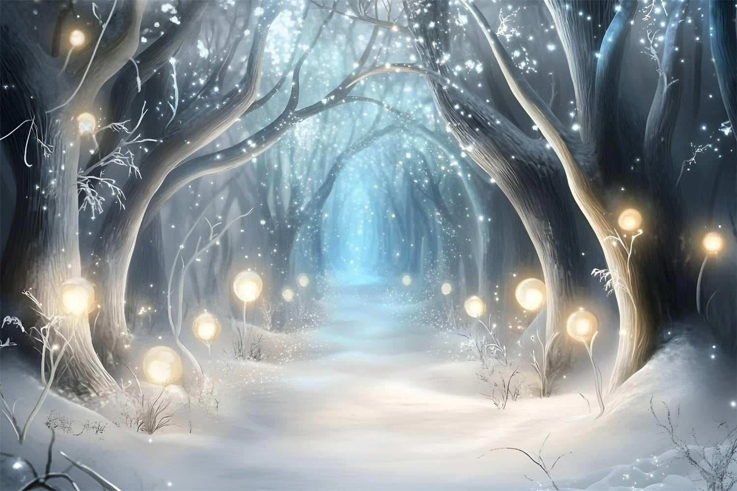 Winter Wonderland Backdrop Mystic Shine Wald Backdrop GQ57-176