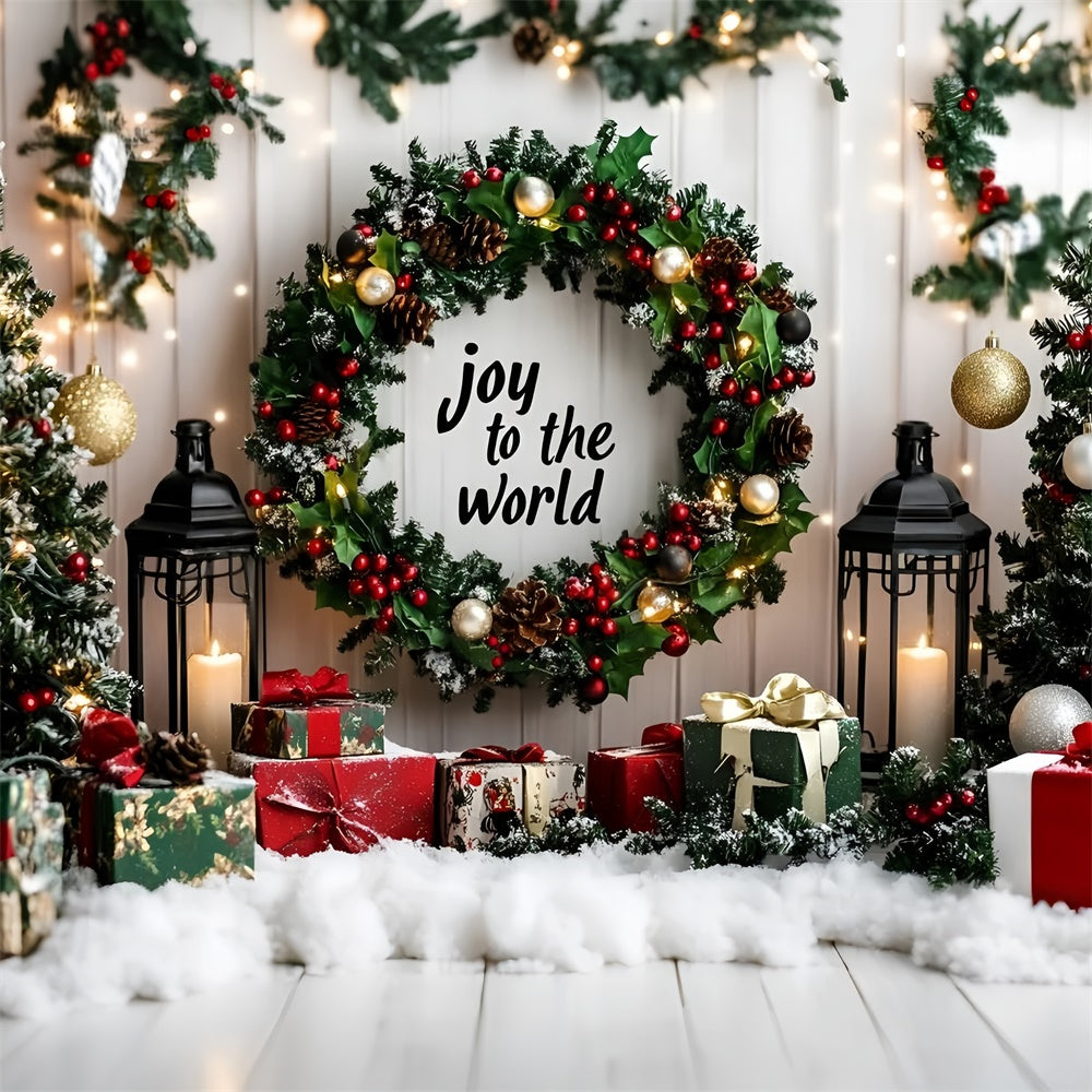 Weihnachten Hintergrund für Fotos Girlande Glühen Geschenke Hintergrund GQ57-18