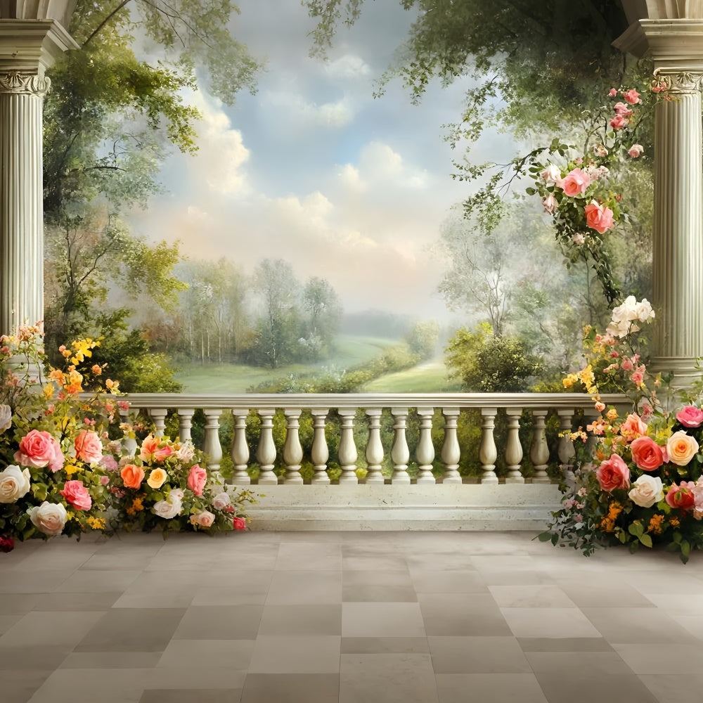 Kunstfotografie Hintergrund Kulissen Floral Balkon Hintergrund GQ57-193