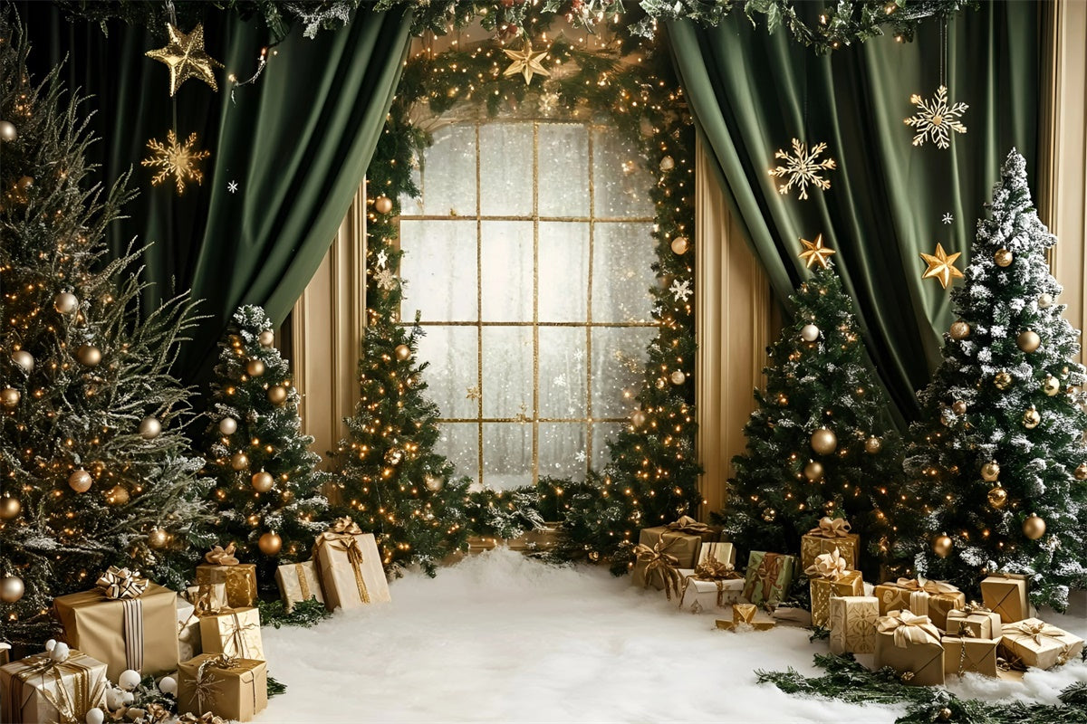 Weihnachtshintergründe für Fotos Grüner Vorhang Regal Hintergrund GQ57-35