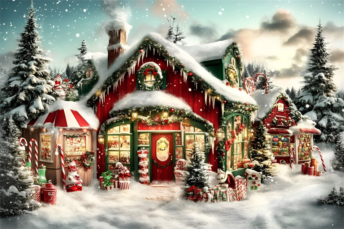 Weihnachten Backdrop Ideen Zuckerstange Cottage Glow Hintergrund GQ57-37