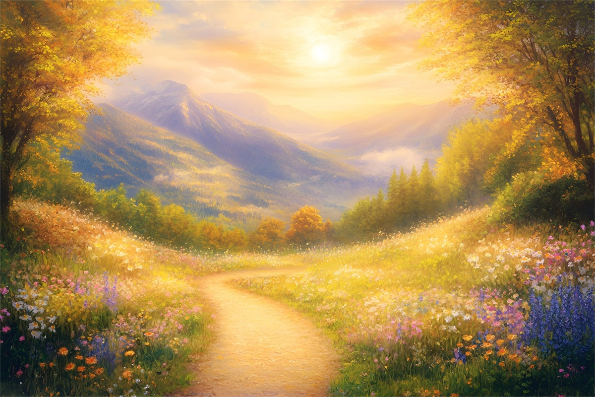 Wald Hintergrund Fotografie Golden Meadow Path Hintergrund GQ57-70