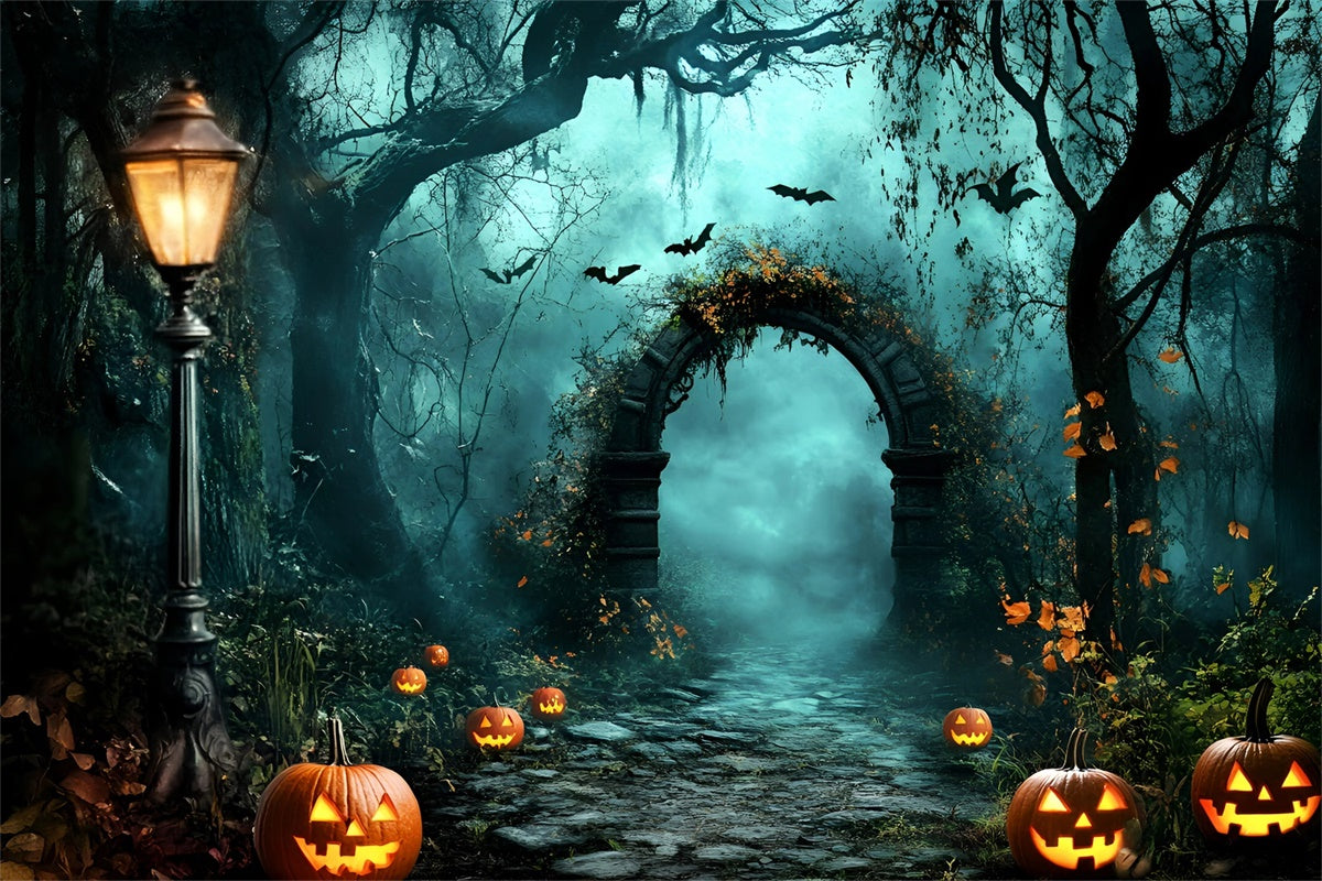 Halloween Wald Hintergrund Haunted Pumpkin Path Backdrop GQ57-83