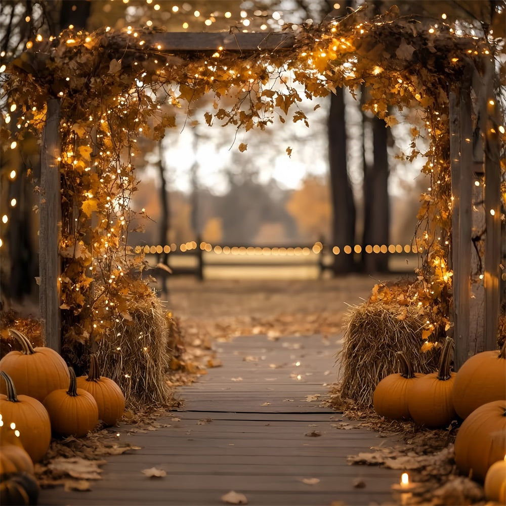 Herbstblätter Foto Hintergrundkulisse Golden Leaf Lantern Trail Backdrop GQ57-92