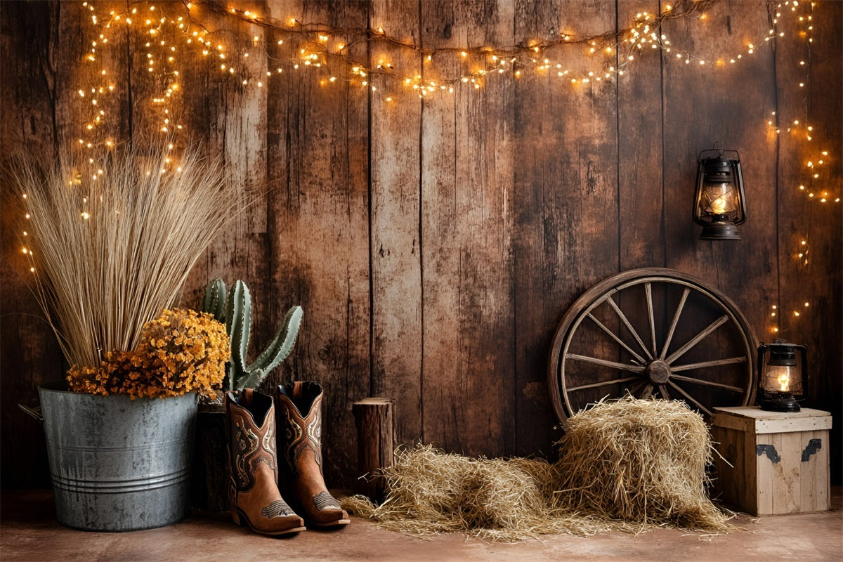 Western Backdrop Western Cowboy Stiefel Kaktus Heuballen Backdrop Vintage GQ58-120