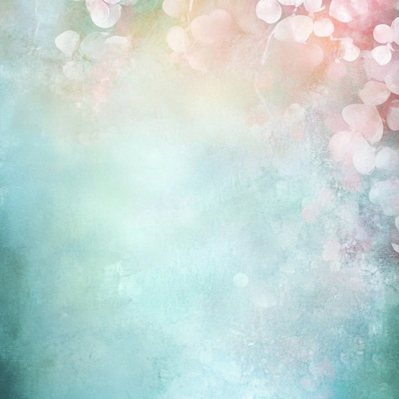 Aquarell-Fotohintergrund Dreamy Aqua und Pink Floral Blur Porträt FotoFotohintergrund GQ58-97
