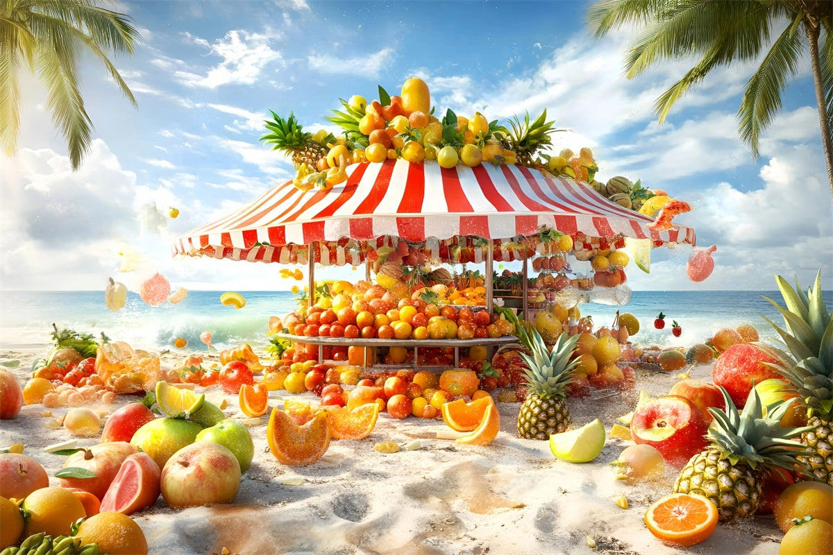 Tropical Beach Backdrop Vibrant Fruit Stand Sommer Backdrop GQ6-16