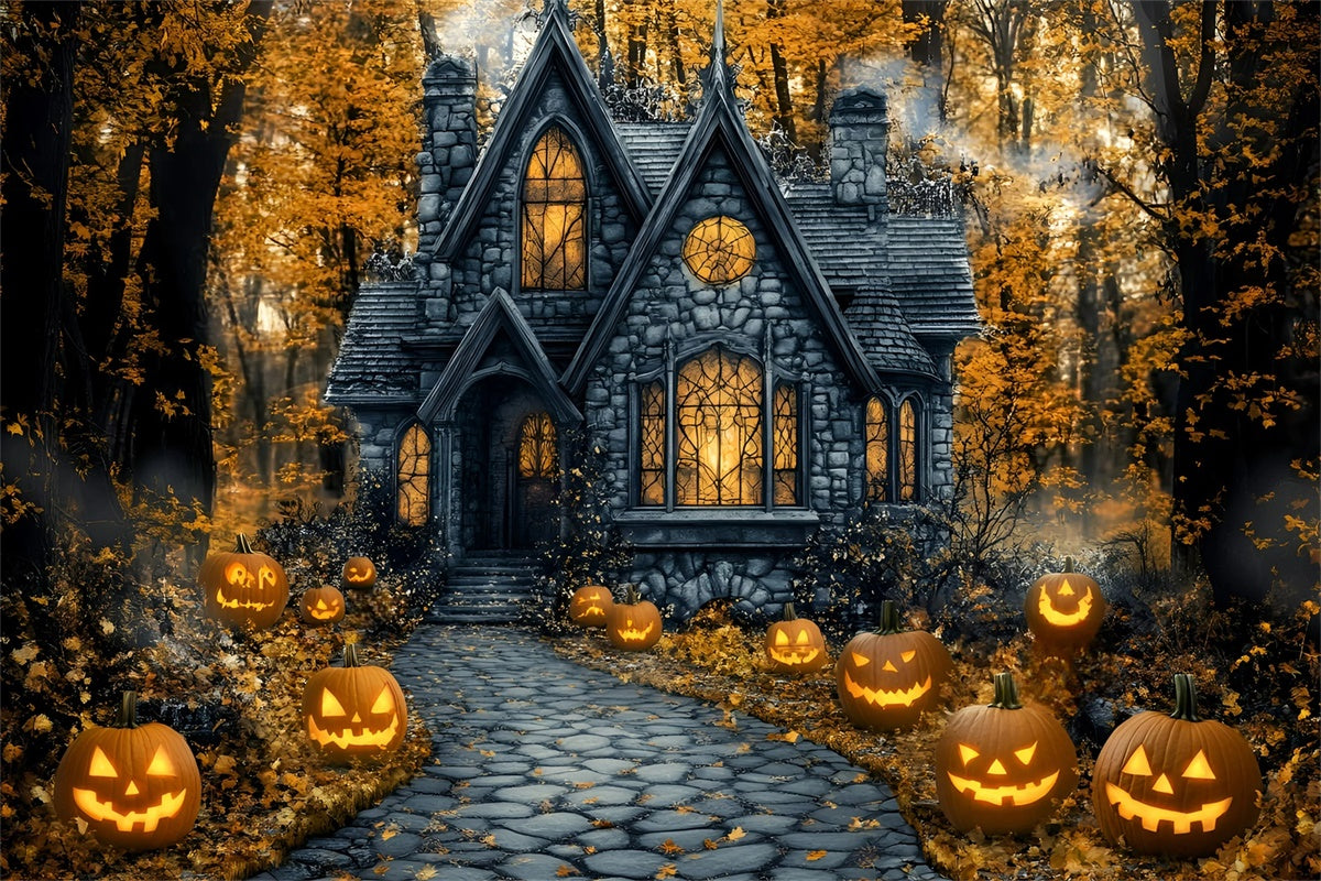 Fotografie Halloween Backdrop Spooky Pathway Kürbis Backdrop GQ6-187