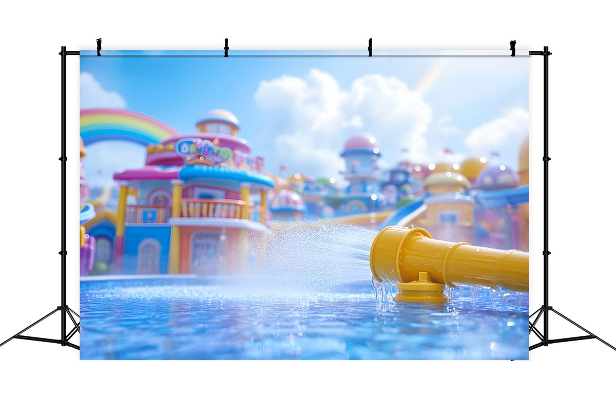 Sommer Fotokulisse Regenbogen Splash Wasserpark Kulisse GQ6-19