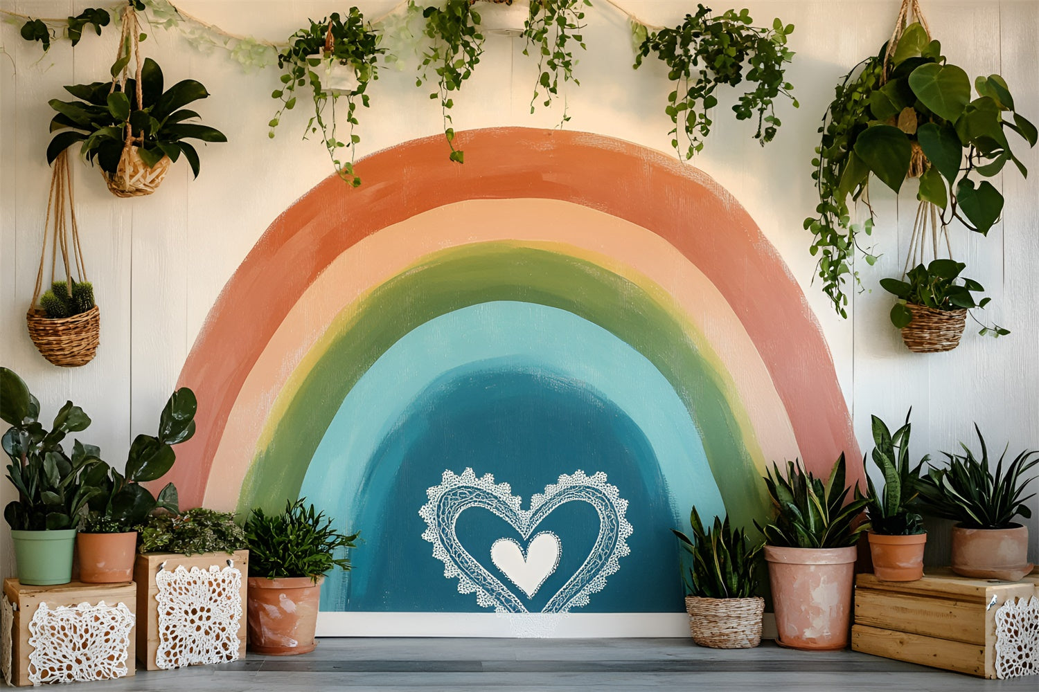 Boho Fotokulisse Indoor Regenbogen Pflanze Sommer Kulissen GQ6-22