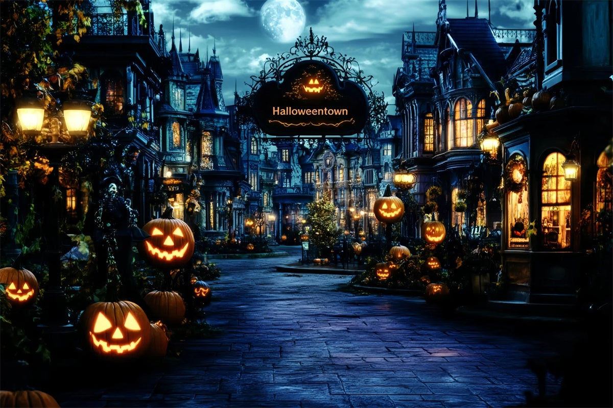 Halloween Backdrop Ideen Haunted Village Laterne Backdrop GQ6-222