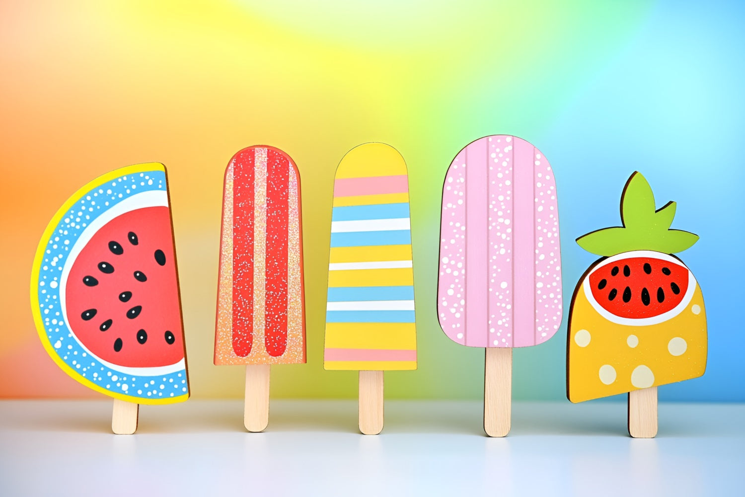 Sommer-Fotohintergrund Regenbogen Eis am Stiel Hintergrund GQ6-23