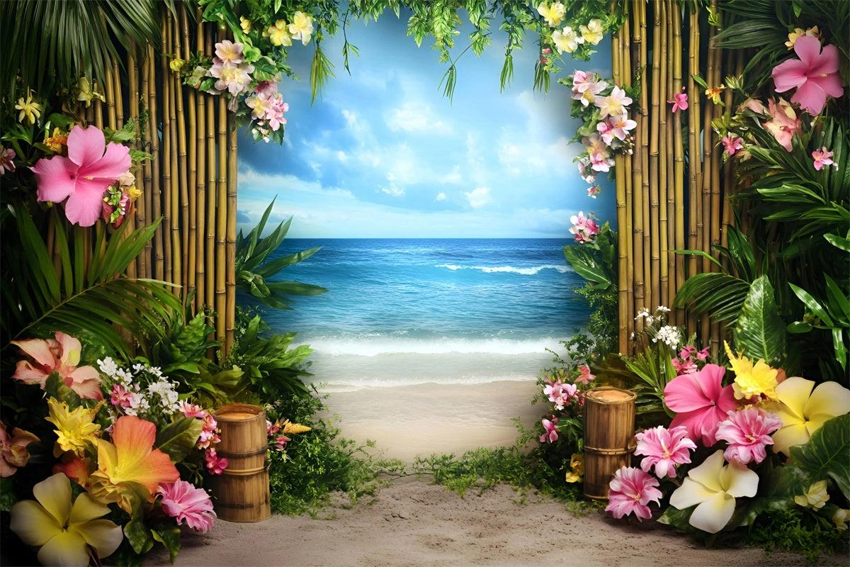 Strand-Themen-Hintergrund Floral Bamboo Path Sommer-Hintergründe GQ6-25