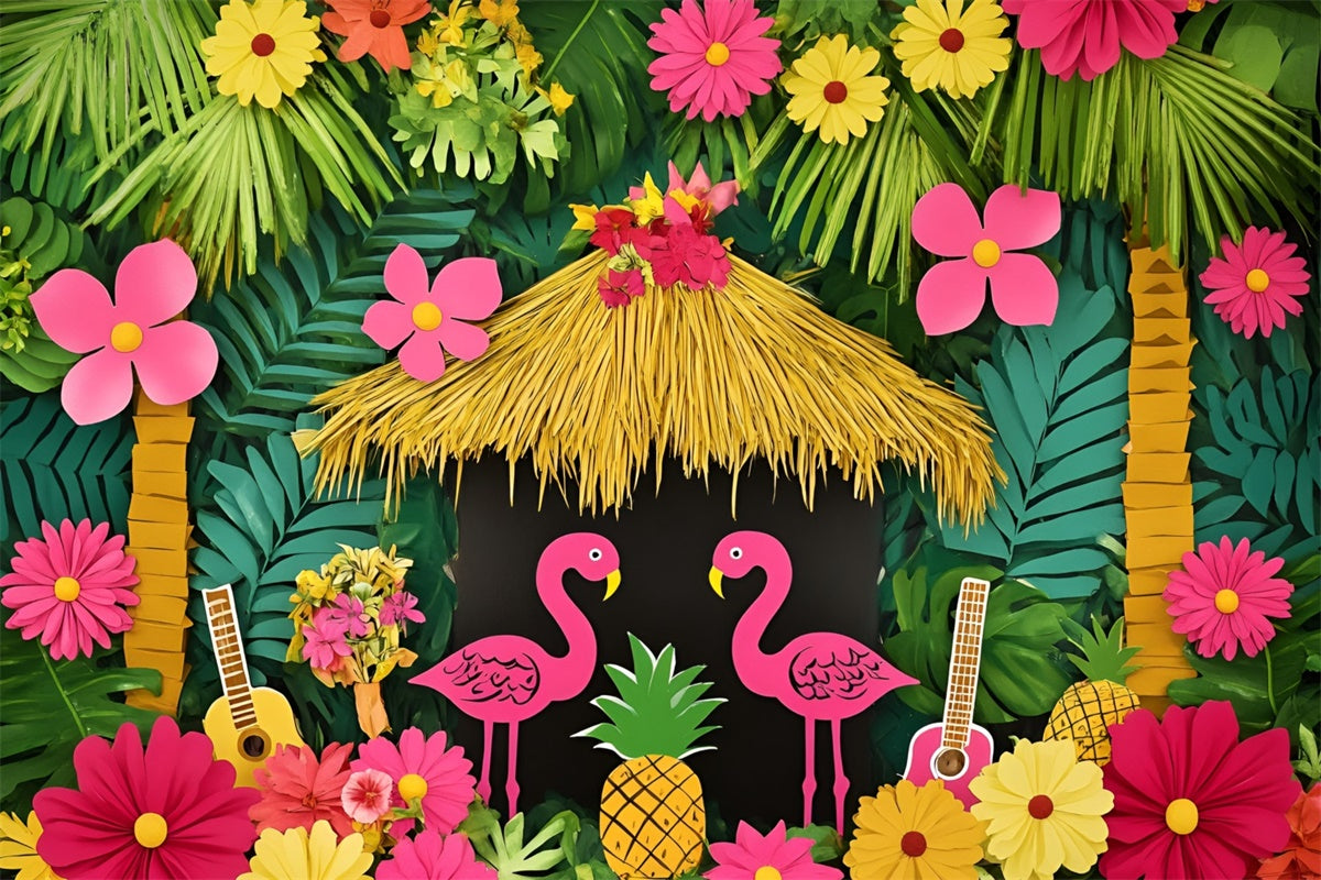 Hawaii-Themenhintergrund Rosa Flamingo Paradies Sommerhintergründe GQ6-29