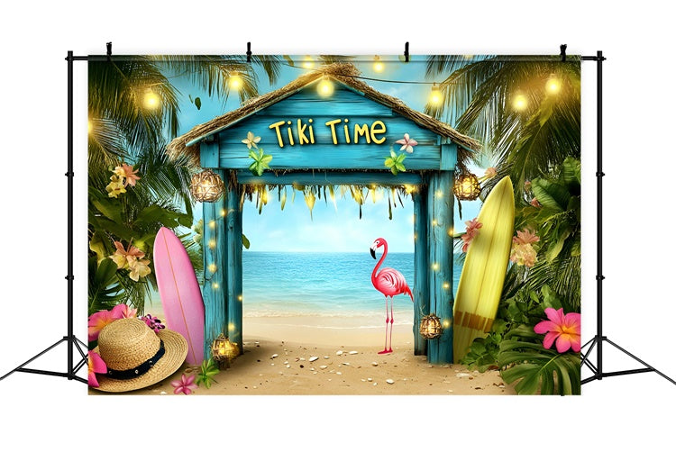 Hawaiianische Fotokulisse Strand Bash Flamingo Sommer Kulissen GQ6-30