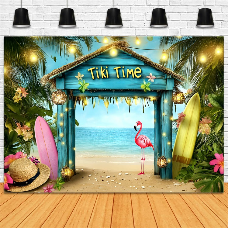 Hawaiianische Fotokulisse Strand Bash Flamingo Sommer Kulissen GQ6-30