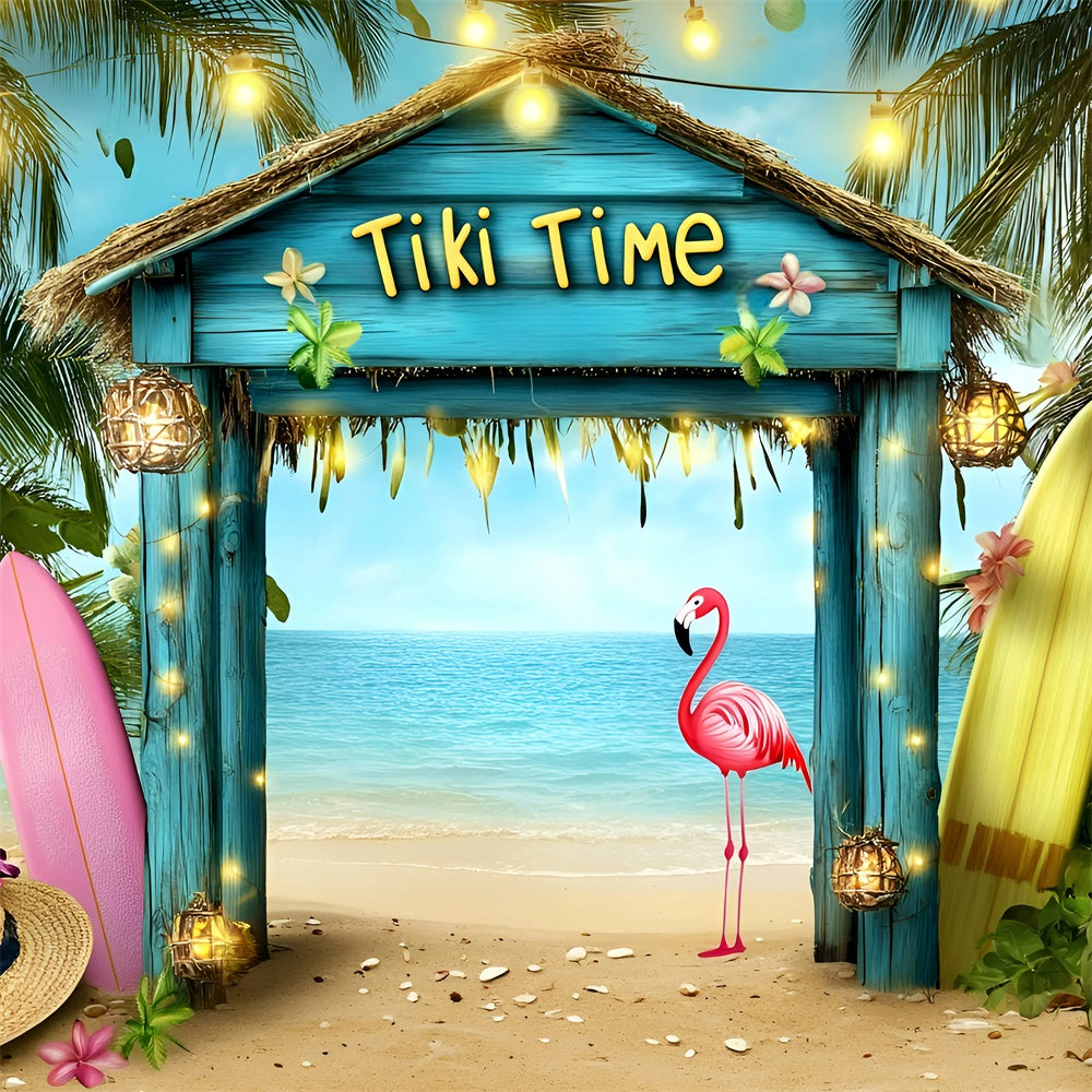 Hawaiianische Fotokulisse Strand Bash Flamingo Sommer Kulissen GQ6-30