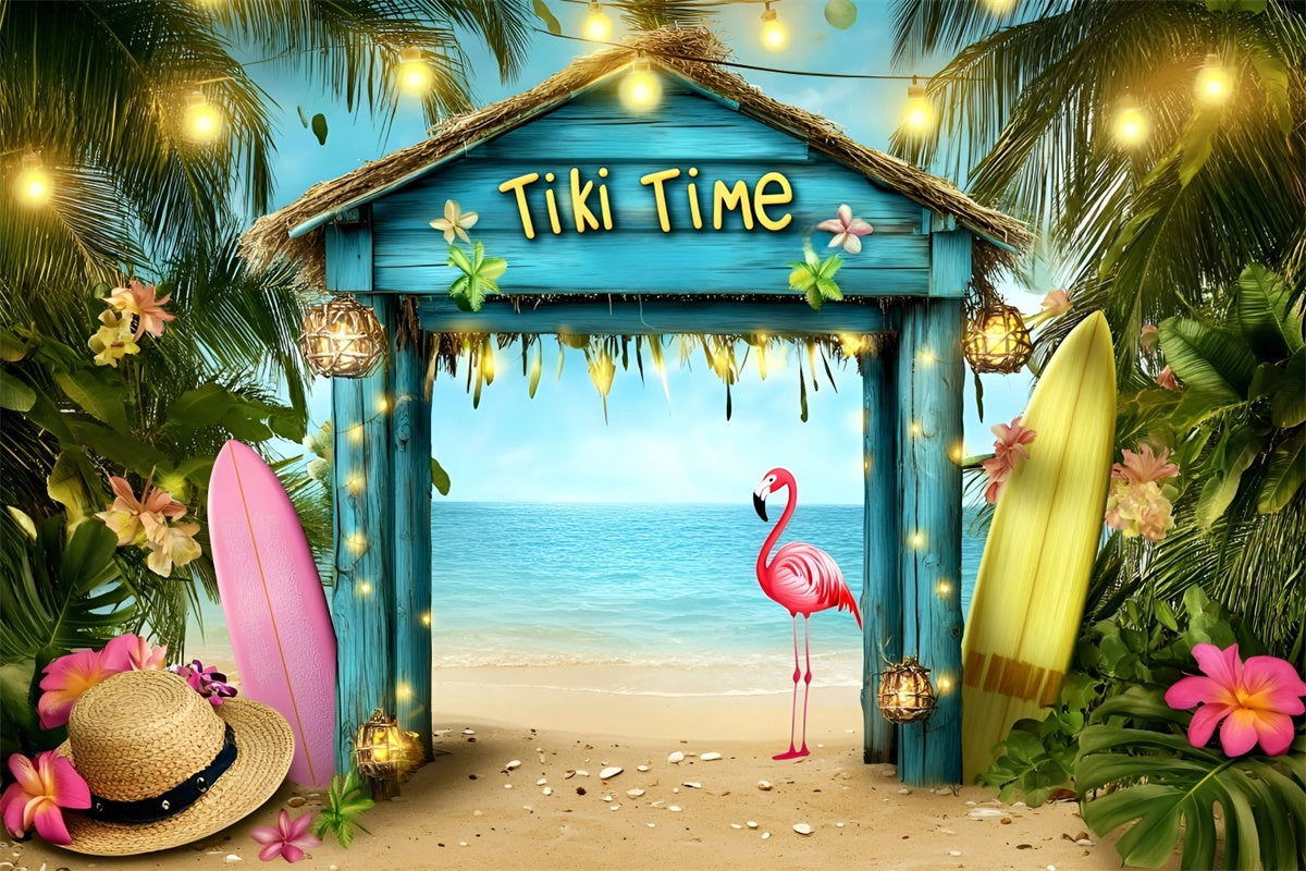 Hawaiianische Fotokulisse Strand Bash Flamingo Sommer Kulissen GQ6-30